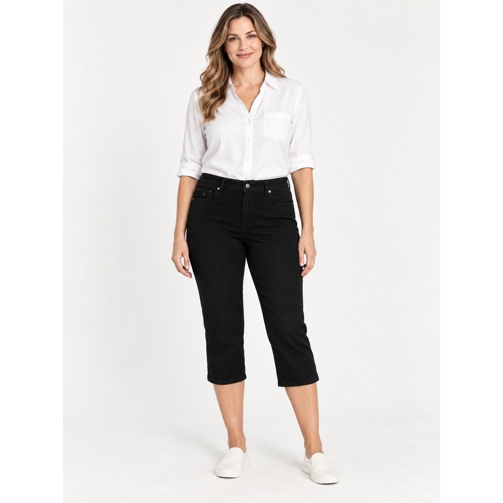 Gloria Vanderbilt Amanda Slimming Effect Black Skimmer Capri Pants Womens 12